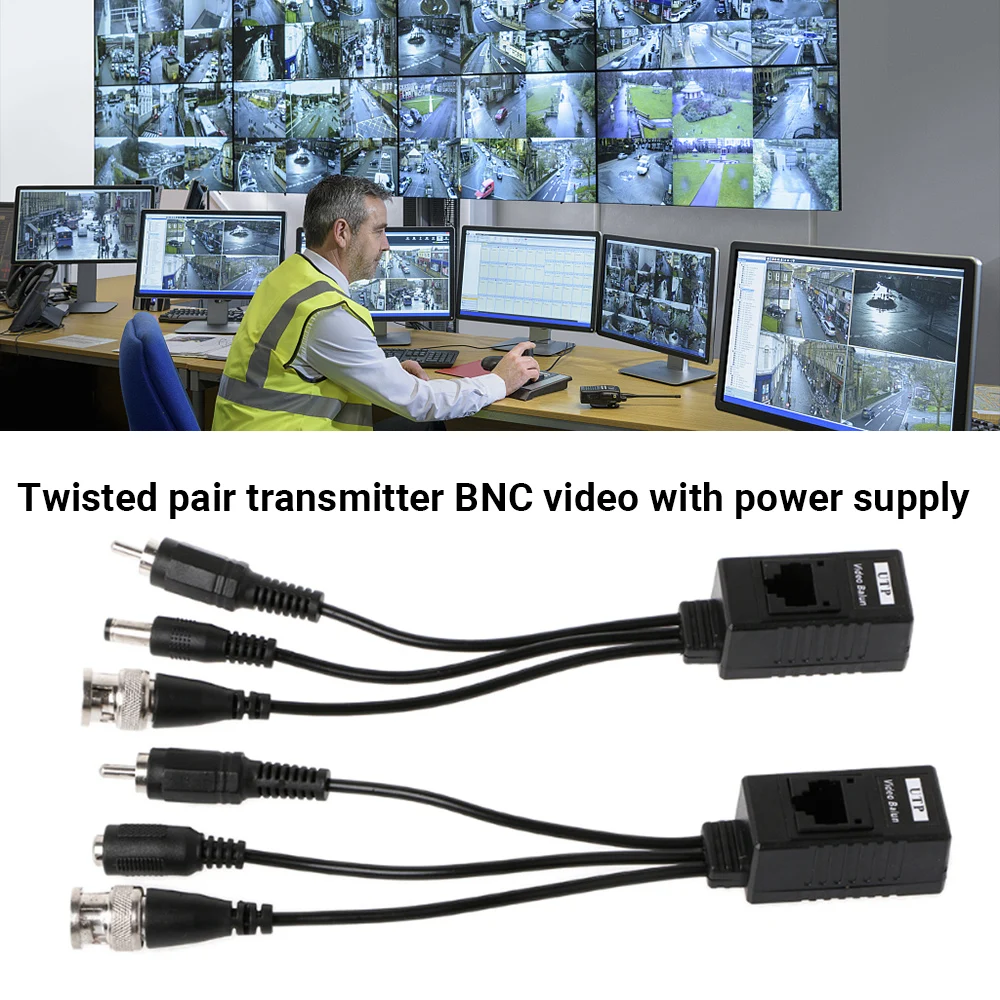 

1 Pair BNC To RJ45 Passive Video Power + Audio Balun Transceiver For CCTV Camera for Full HD Surveillance Cam System