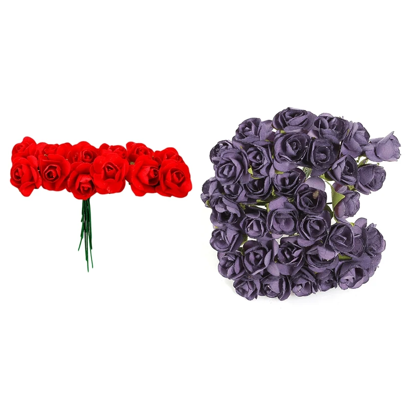 288 шт мини маленькая бумага искусственные розы цветы с бутонами DIY ремесло