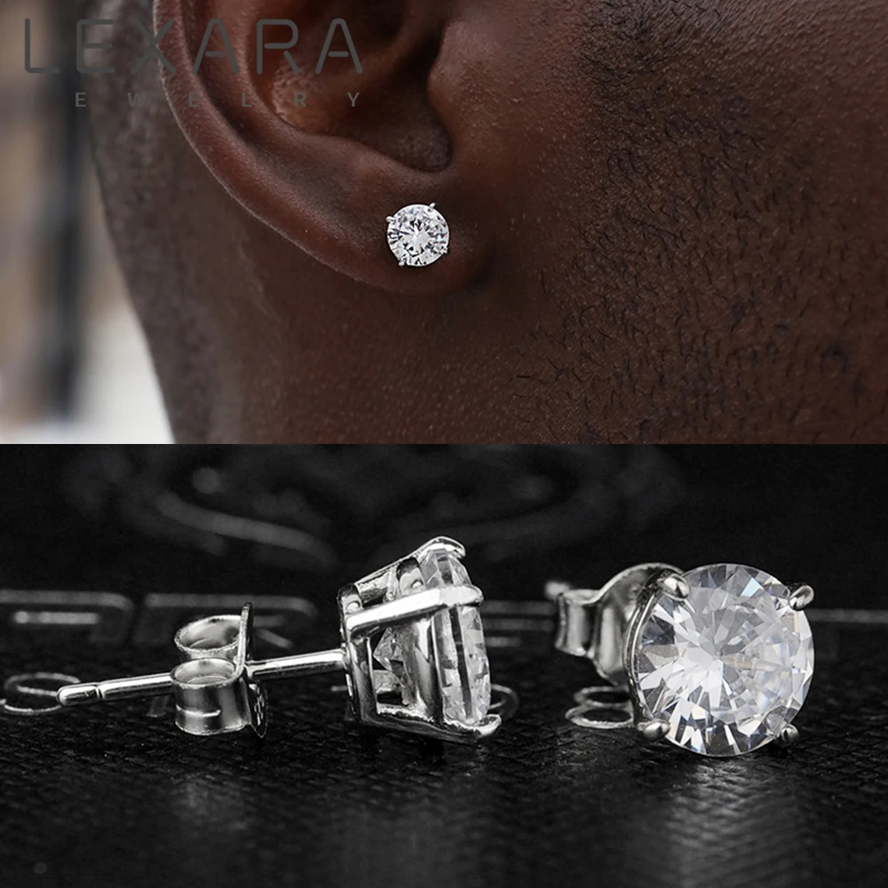 

LEXARA European Four Claw Zircon Stud Earring For Women Men Silver Color Trend Piercing Dazzling Crystal Making Jewelry Brincos