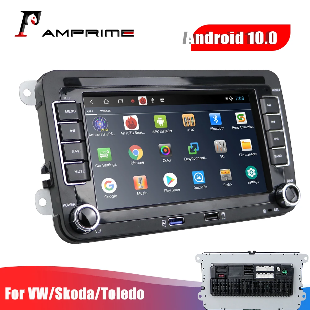 Автомагнитола AMPrime мультимедийный плеер на Android 10 с 7 &quotэкраном двумя USB портами