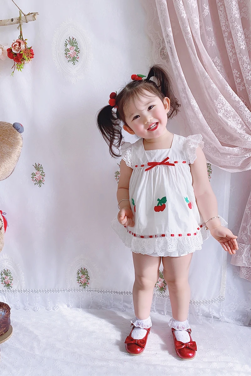 При индивидуальном заказе Винтаж Платья для малышей костюм с вышитыми вишенками