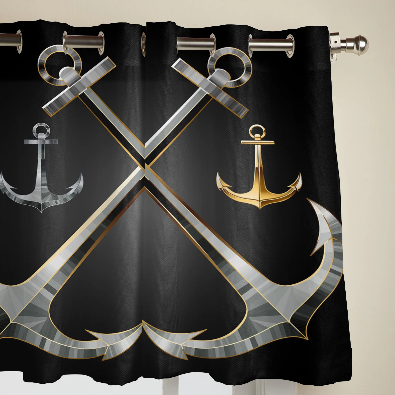 Якорная металлическая Серебряная морская оконная занавеска для кухни гостиной