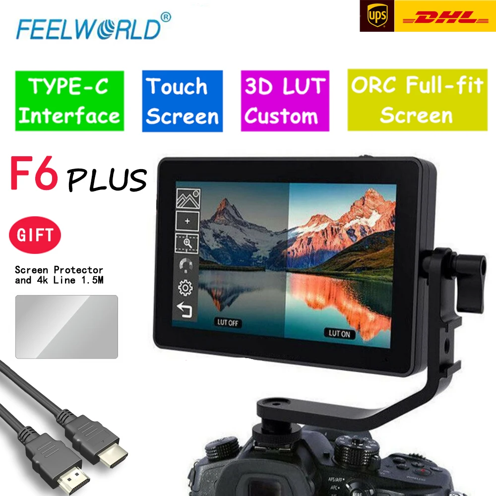 

Сенсорный экран FEELWORLD F6 PLUS 5,5 дюйма 3D LUT, монитор 4K Full HD 1920x108 0 IPS DSLR камера, полевой монитор