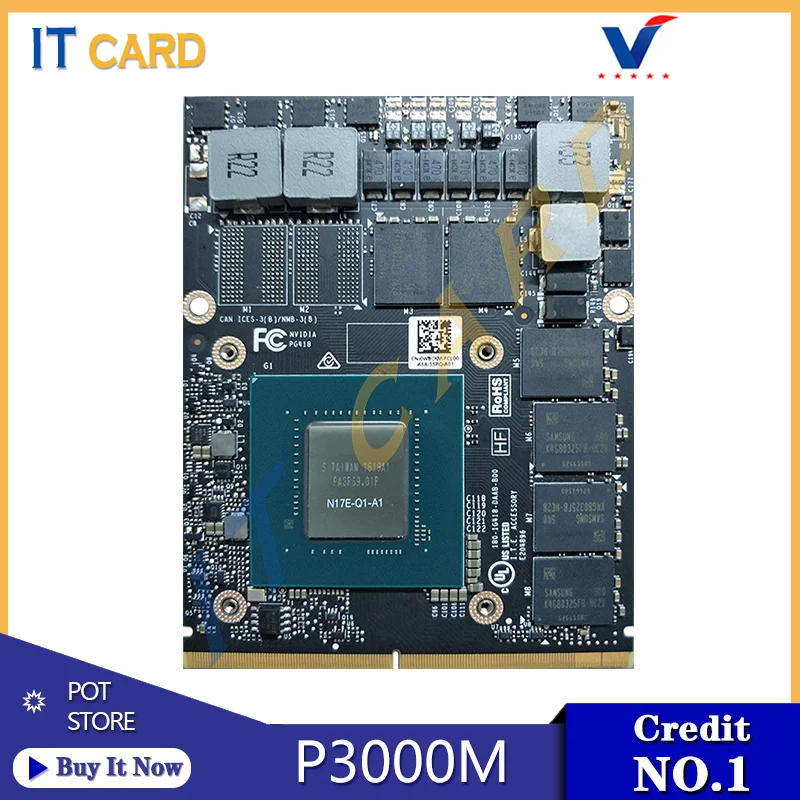 

Quadro P3000M P3000 GDDR5 6GB Video Graphics Card N17E-Q1-A1 With X-Bracket For HP ZBook 17 G3 G4 Dell M7710 M7720 Fujitsu H970