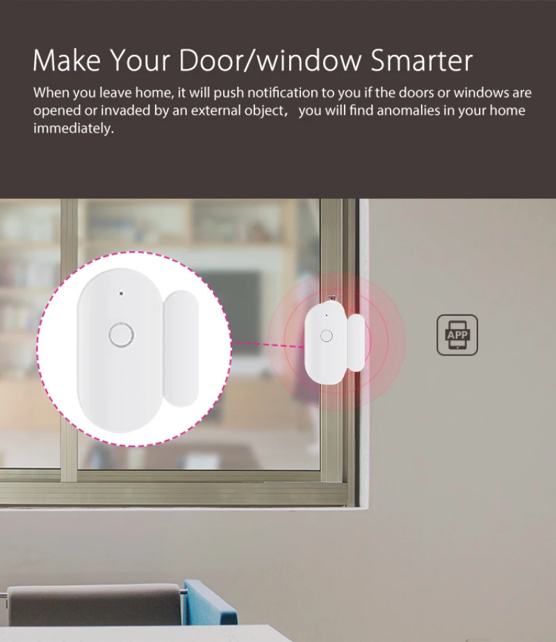 

Tuya Smart WiFi Door Sensor Open Closed Detectors Security Detection Door Sensor Alarm With Alexa Google Home