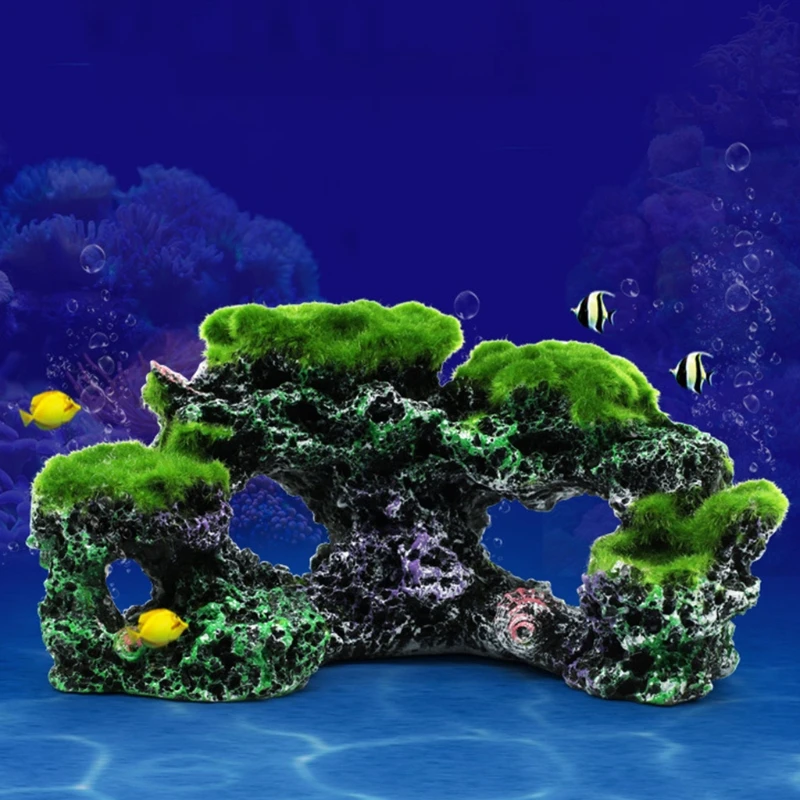 Аквариумный Искусственный мох коралловый риф аквариумный камень ландшафт