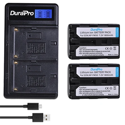Комплект из 2 предметов 1800 мА/ч, NP-FM50 NP FM50 Камера Батарея+ ЖК-дисплей USB Зарядное устройство для sony NP-F550 F570 F770 F750 F960 F970 FM500H FM70 QM91D QM71 - Цвет: 2 Battery Set