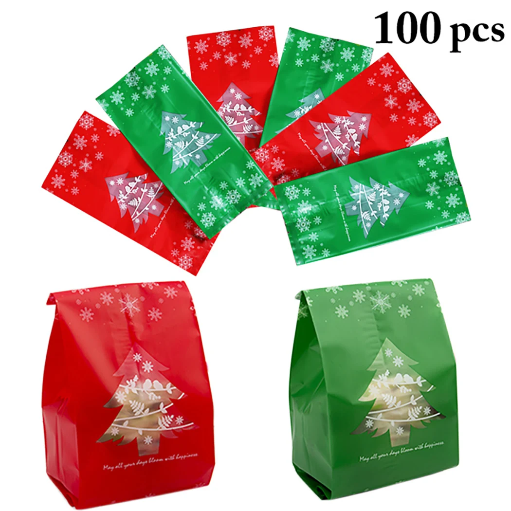 

100 шт. рождественские подарочные пакеты, упаковочные пакеты для рождественской елки, с новым годом 2019 Рождественские Сумки для конфет Рожде...