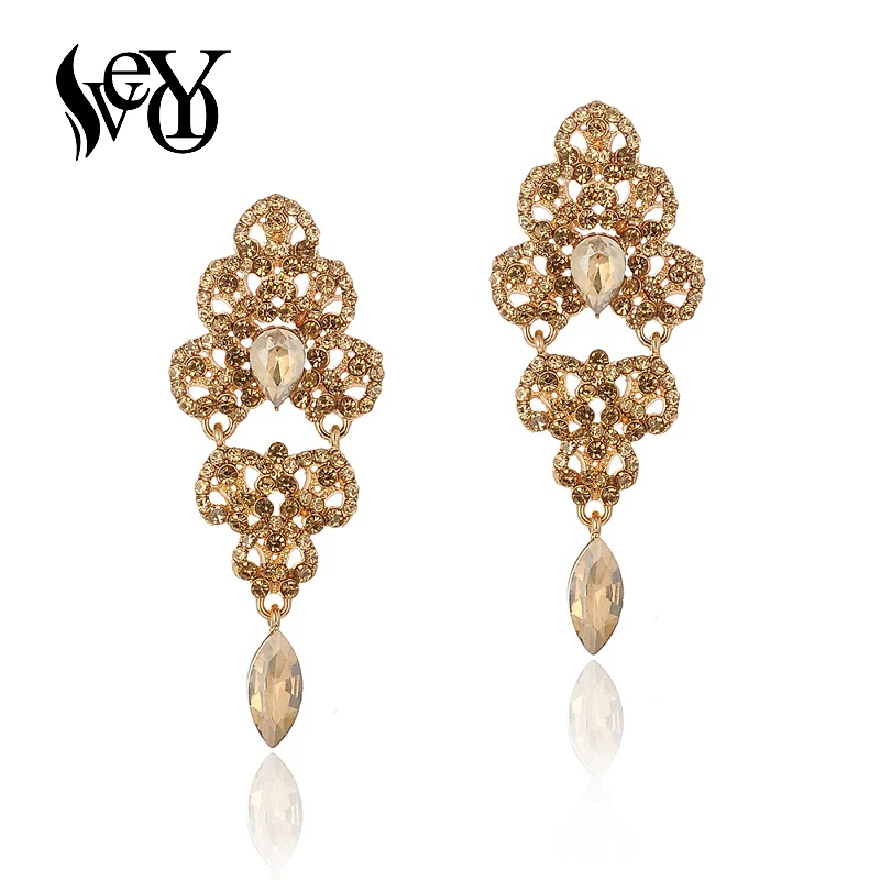 VEYO винтажные ювелирные изделия полные стразы висячие серьги роскошные
