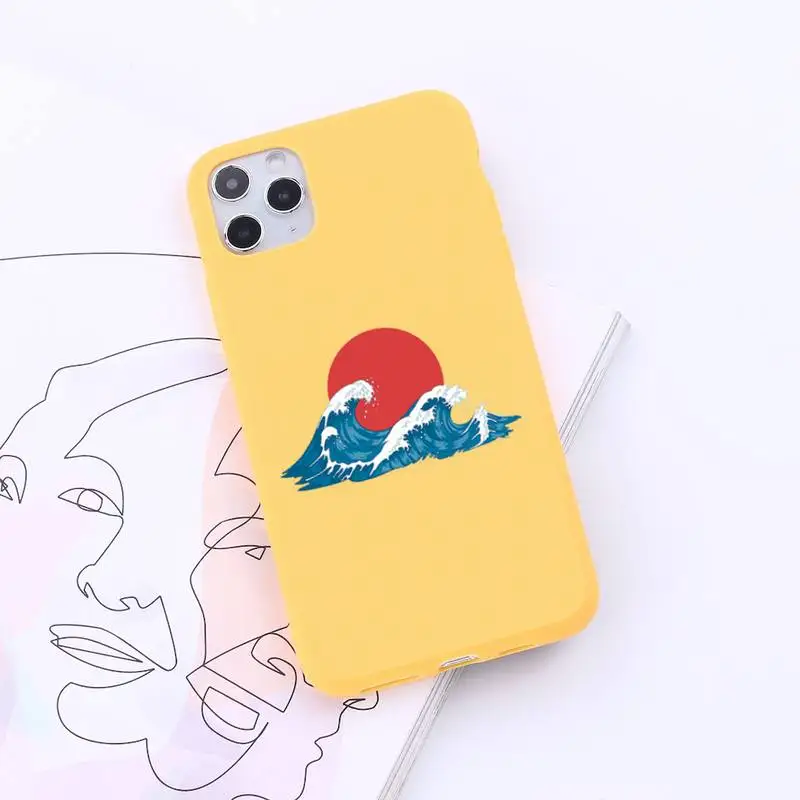 

Japanese The Big Wave of kanagawa Phone Case Candy Color for iPhone 6 7 8 11 12 s mini pro X XS XR MAX Plus