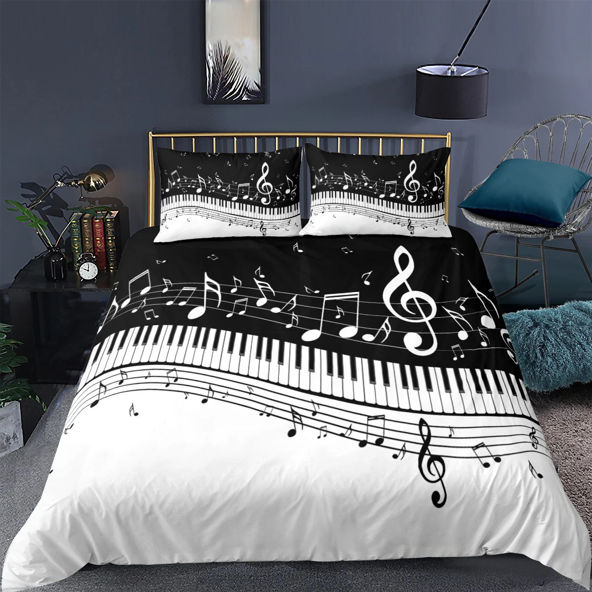 3D Piano Keys Printed Duvet Cover Pillowcase 2/3 Pcs Home Textiles Bedding Set Quilt Single Twin Double Full Queen King | Дом и сад