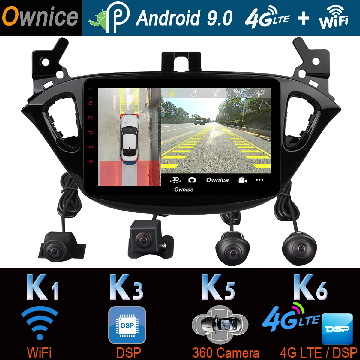 1Din 360 ° 4 × камера 4G LTE Android 9,0 4G+ 64G gps радио CarPlay SPDIF DSP Автомобильный мультимедийный плеер для Opel Vauxhal Corsa E