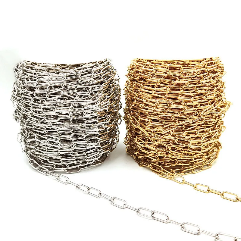

5 meter Stainless Steel Chain 4mm 7mm Gold Color Big Rolo Cable Chains for Necklace Bracelet Jewelry Making Supplies Wholesale