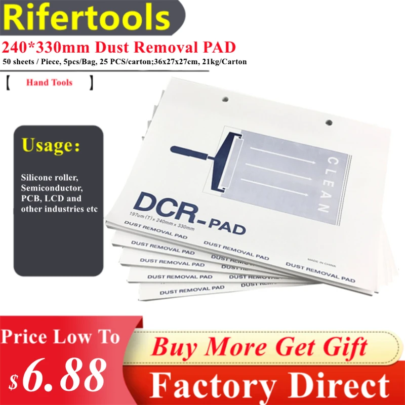 

Disposable Peelable Dust Removal 330 x 240mm DCR Sticky Pad for Silicone Sticky Roller Use Cleanroom Dust Removal Tacky Paper