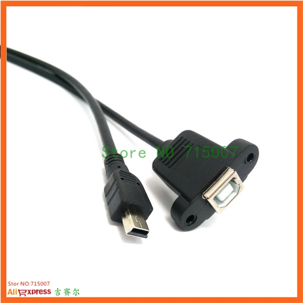 Кабель удлинитель Mini USB на 2 0 Тип B женский с винт крепления панели Блокировка