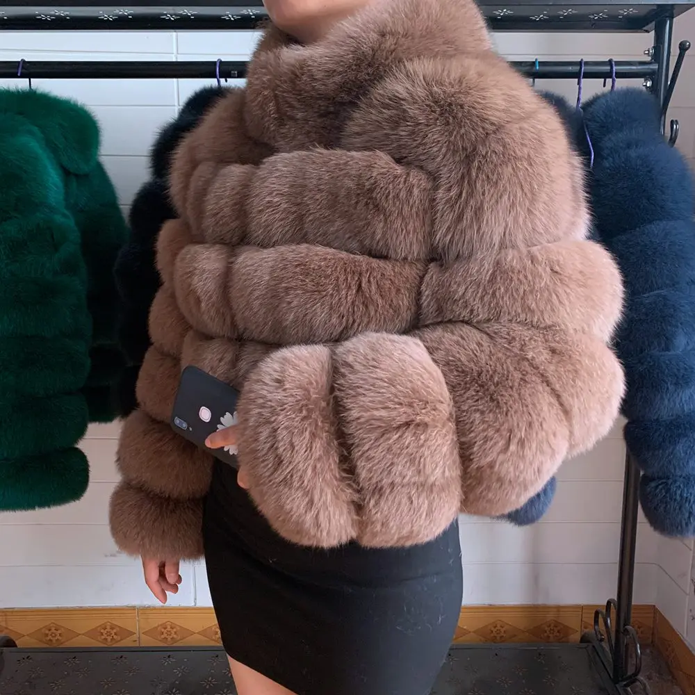 

2020 NEW Real Fox fur Coat Female Winter Jacket Natural Fur Short style Full sleeves Coat With Collar Ladies Genuine Fur Coat