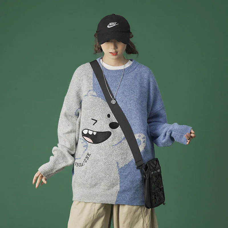 Autumn Winter Cartoon Anime Cute Women Sweater Lazy Girl Student White Bear Knitwear Tops Coat | Женская одежда
