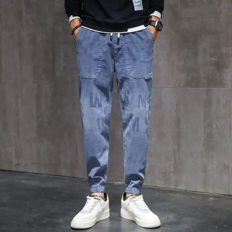 New British Style Men's Jeans Spring And Autumn Loose Legged Overalls Pants Fashion Street Casual Harlan Capris
