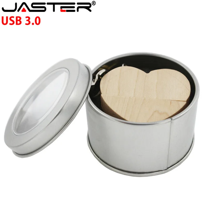 JASTER(5 шт., Пользовательский логотип) USB 3,0 грецкий орех сердце USB+ коробка флэш-накопитель 64 ГБ 32 ГБ 16 ГБ 4 ГБ U диск фотография свадебный подарок