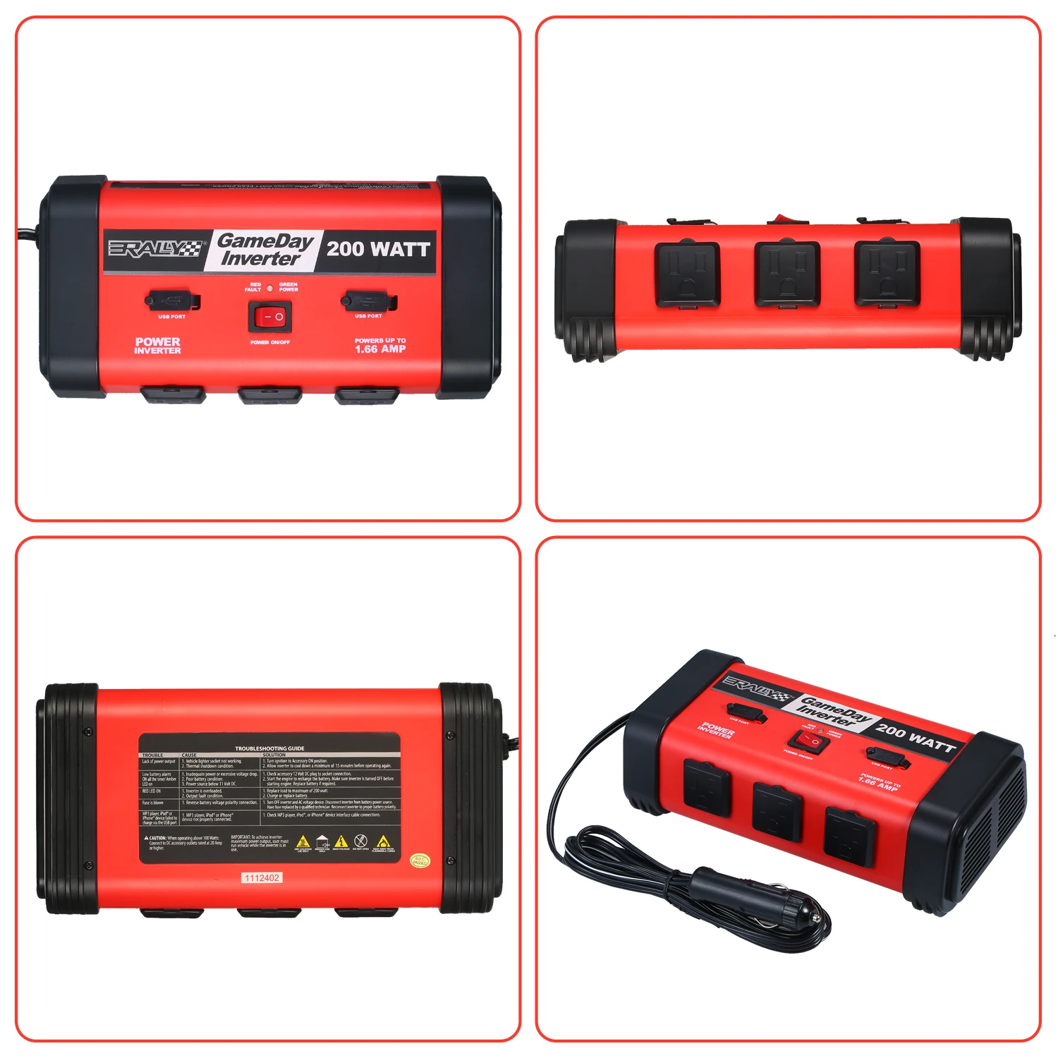 Автомобильный инвертор мощности 200 Вт преобразователь синусоидальной волны