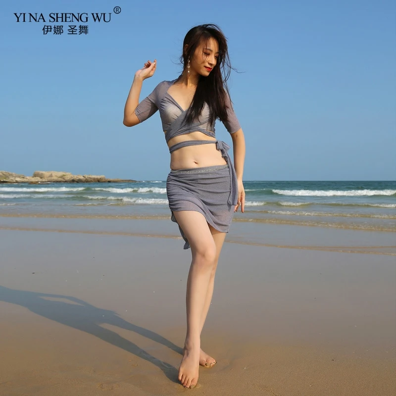 Профессиональная женская одежда для танца живота комплект из 2 предметов: Топ с