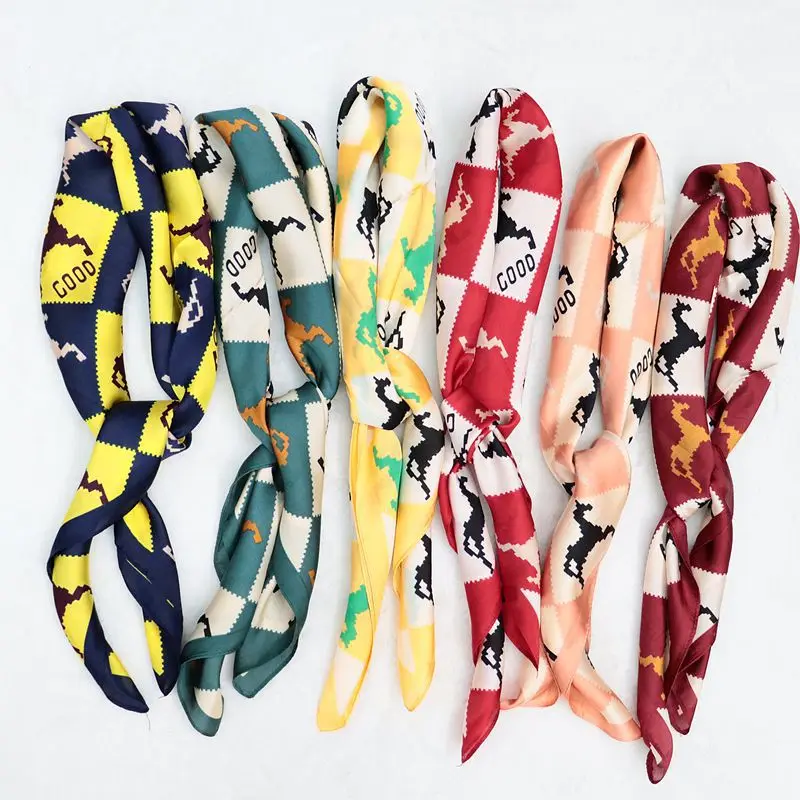 

Модный роскошный Шелковый атласный шарф для шеи женский платок 70*70 см квадратные шали и палантины шарфы женская Бандана Платок