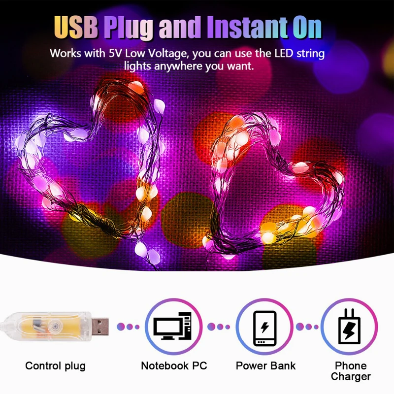 

2021 Remote Control Garland USB Twinkly Led String Fairy Lights Outdoor Festoon Decoration For Home New Year Christmas Tree