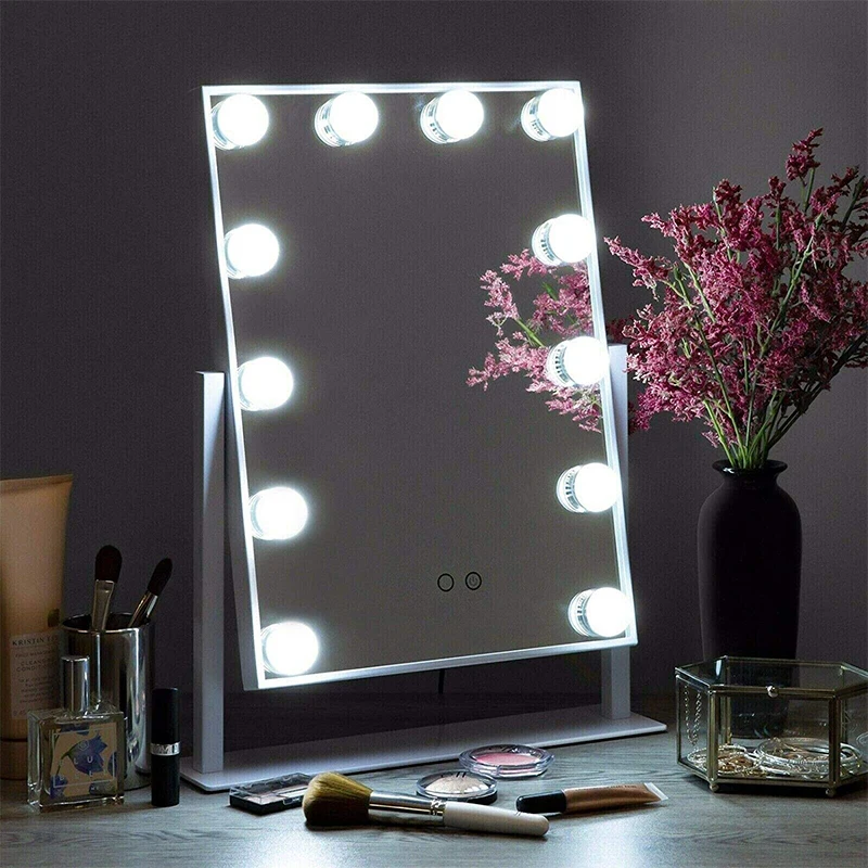 Beauty Makeup Mirror with Lights 12 LED Bulbs Vanity Touch Control Adjustable Brightness Beauty Salon Cosmetic Hollywood Mirror