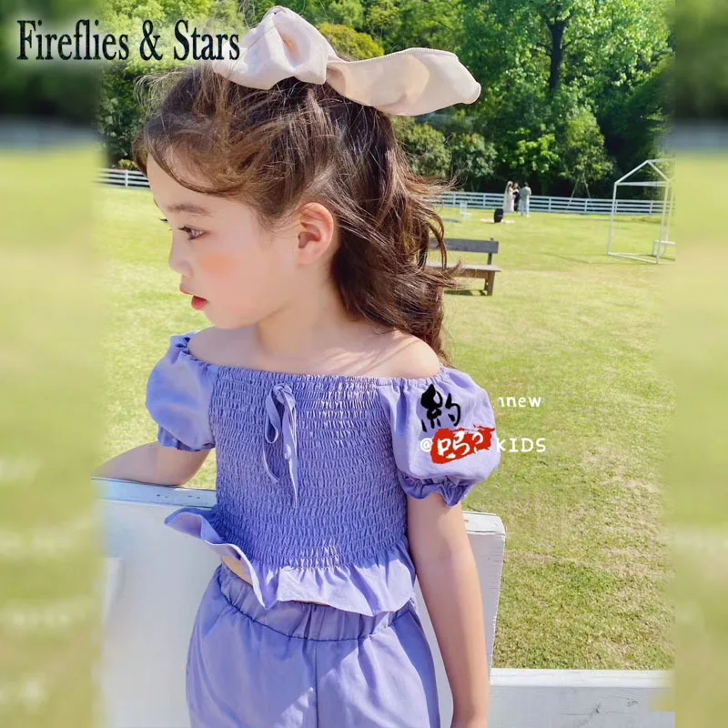 Летний комплект из 2 предметов для девочек блузка малышей + широкие штаны Детский