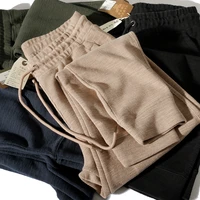 2020 autumn winter new mens sweatpants loose thickened 100 cotton elastic waist foot binding sports capris ankle lengrh pants