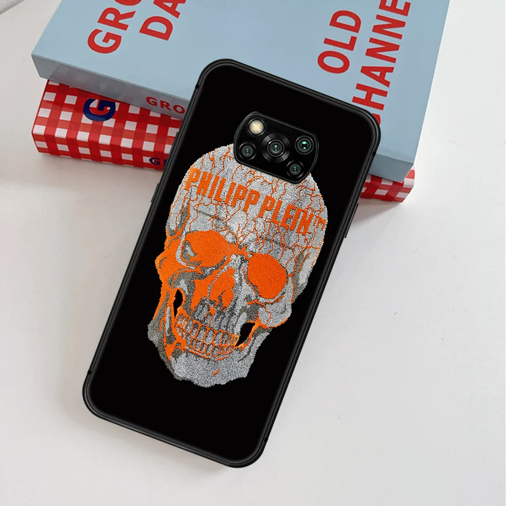 

Qp Philipp Fashion Brand Skull Phone Case For Xiaomi Mi Note 10 A3 9 MAX 3 A2 8 9 Lite Pro Ultra black Etui Luxury Bumper Pretty