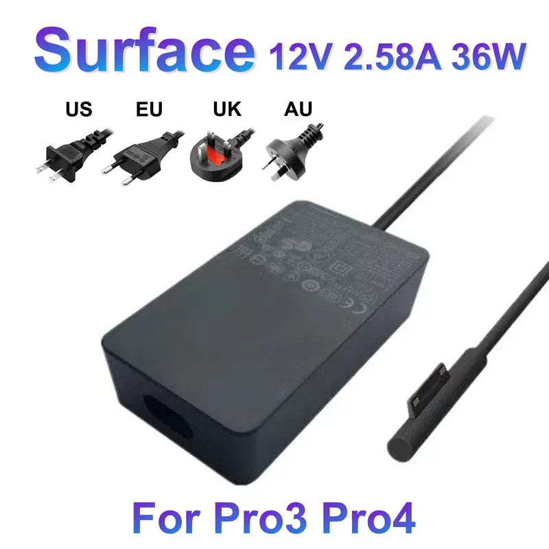 

12V 2.58A For Microsoft Surface Pro3 Pro4 Power Adapter 1625 1724 1631 36W Charger 5V 1A
