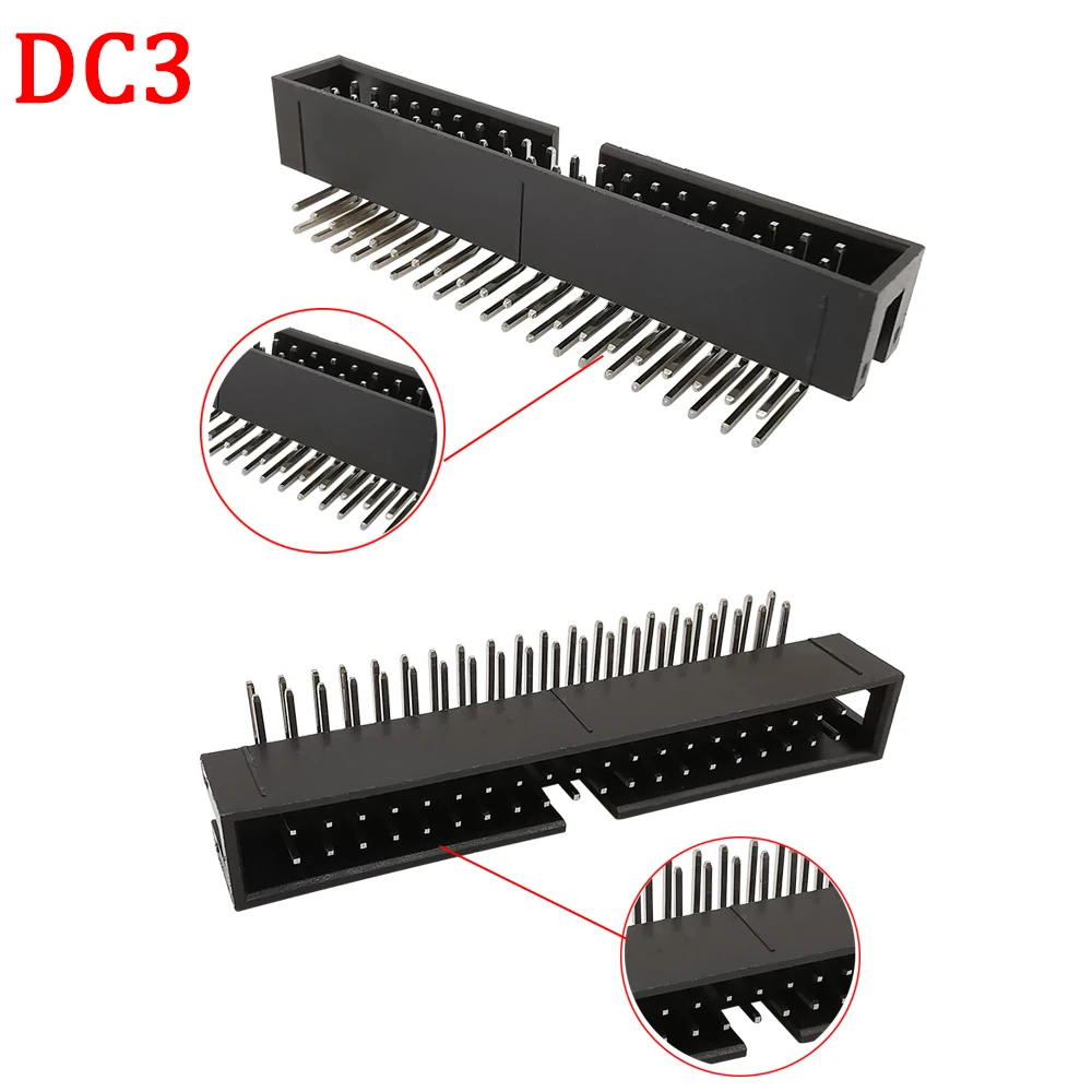 50Pcs DC3 Male IDC Box Headers 2.54mm Pitch ISP JTAG Socket Connector 8/10/14/16/20/26/30/34/40/50 Pin Right Angle Double-spaced - купить по