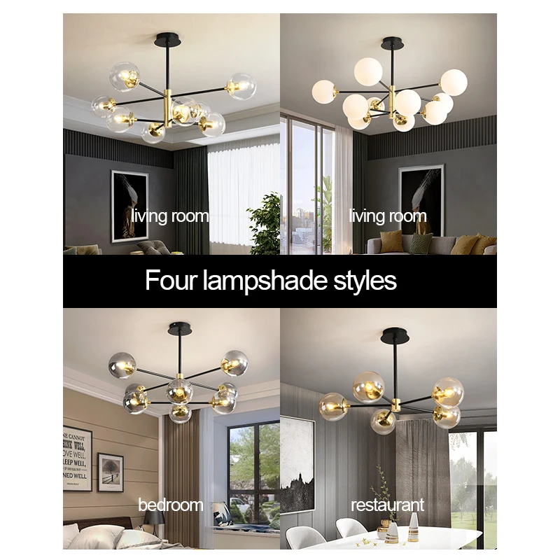 

Nordic Modern LED Chandelier 5/8/10/12 Lamp E27 Round Ball Light Ceilling Lamps Living Room Indoor Light Fixtures bedroom Light