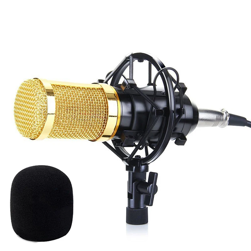 

BM800 Condenser Microphone Studio Sound Recording Broadcasting with Shock Mount 3.5mm Audio Cable Sponge Microphone