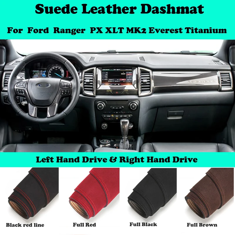 

For Ranger Everest PX MK2 Titanium 2015-2020 Suede Leather Dashmat Dashboard Cover Pad Dash Mat Car-Styling Carpet Accessories