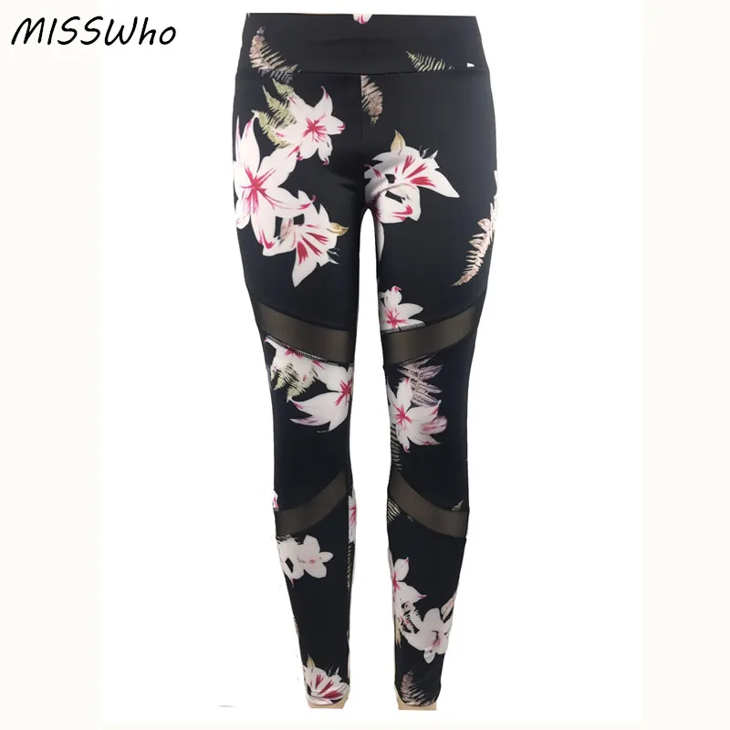 Штаны для йоги, женские лосины для бега, S-XL, спортивные Леггинсы для фитнеса, растягивающиеся, для похудения, на бедрах, для спортзала, трико с цветами для пробежек и тренировок