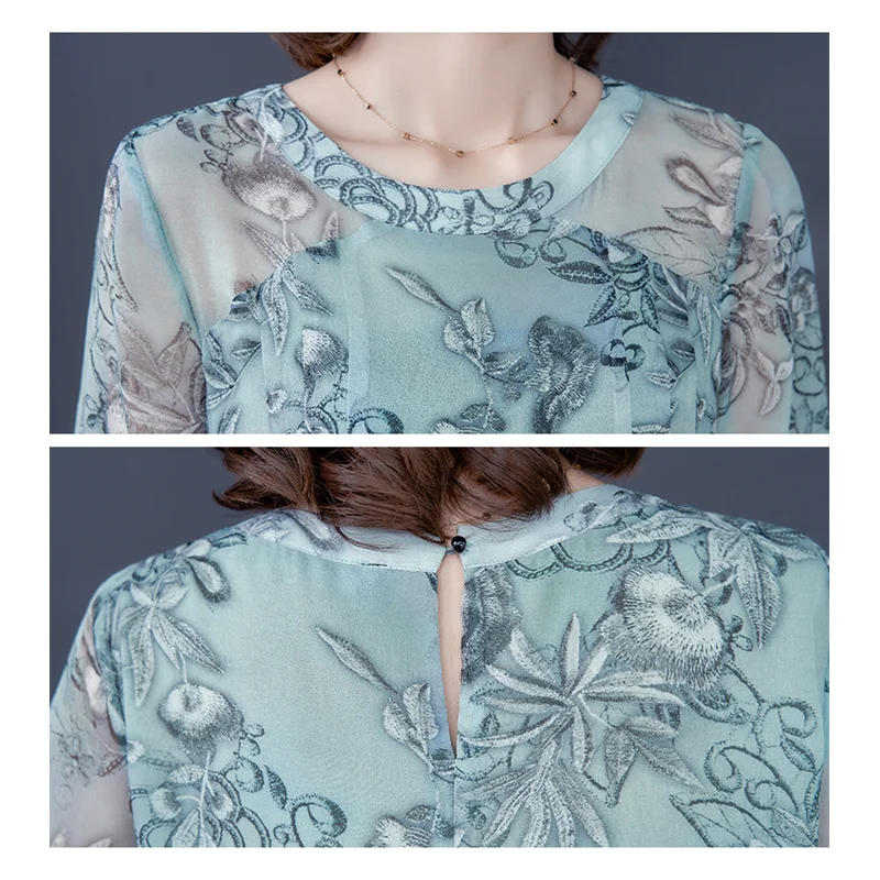 

ICHOIX 2020 Spring Summer Plus Size Loose Silk Dress Female New Arrivals Print Dress Chiffon A-line Elggant Women's Dresses