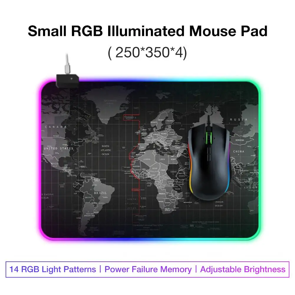 Игровой коврик для мыши светодиодный освещение карта мира RGB светодиодный мышь с подсветкой коврик для ПК ноутбука настольная доска для ключей коврик для мыши Компьютерная площадка