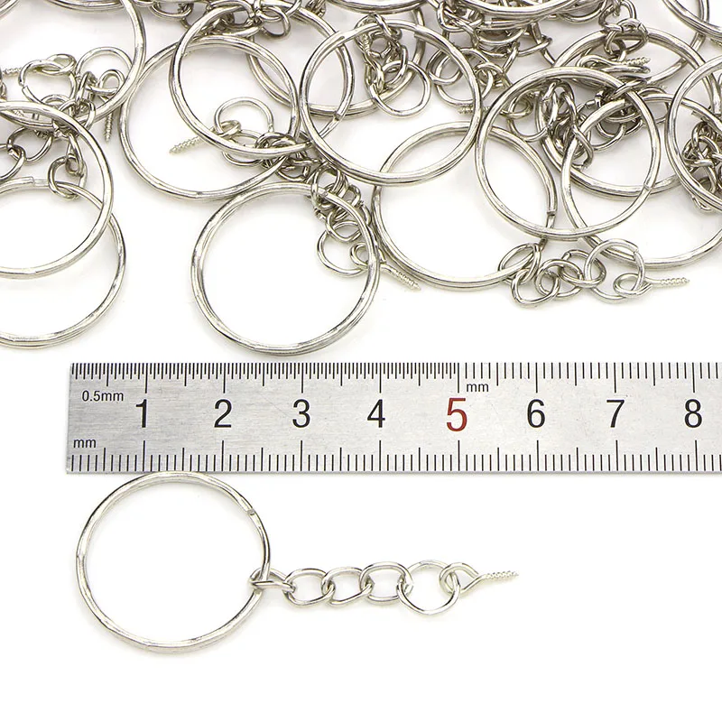 40Pcs /set Polished Key Ring Screw Eye Short Chain Split Connector DIY Jewelry Keychain Keyfob Accessories | Украшения и