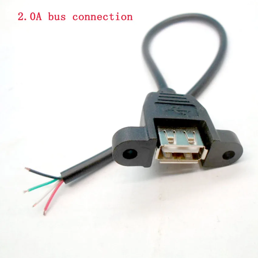 

USB female head with cable can be fixed USB female socket with fixed ears 2.0A female interface four core wire length 25cm