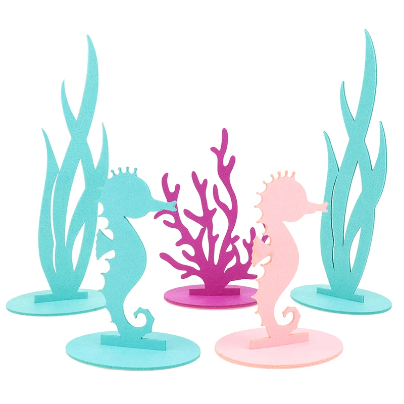 

Mermaid Party Table Decorations DIY Felt Coral Seaweed Seahorse Under The Sea Baby Shower Girl Birthday Tabletop Ornaments