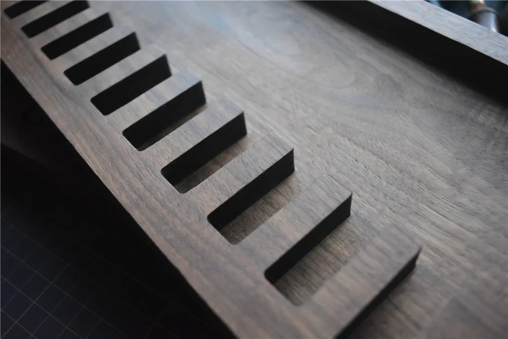 RCIDOS черный орех Коробка для хранения/лоток кожаной штамповки/строчки