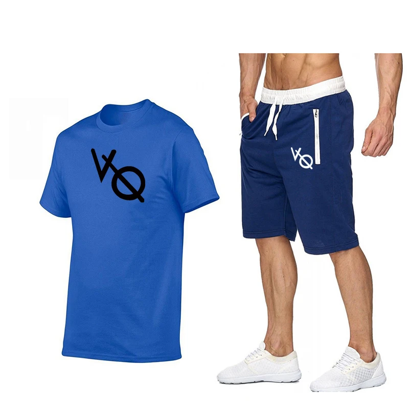 

2021 Summer Men's T-shirt Set 2pieces Men's Sportswear Suit Basketball Sports Fitness Printed Short Sleeve Men's Suit