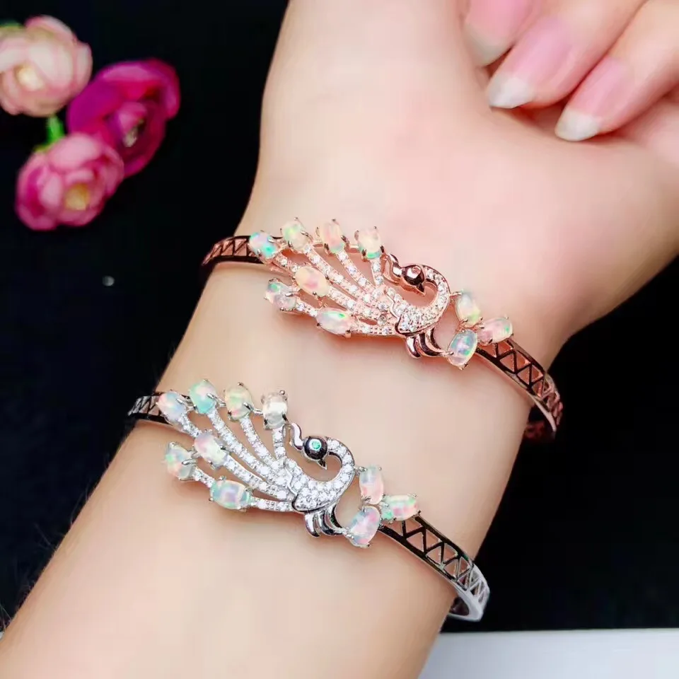 Natural opal bracelet Phoenix style. Auspicious symbols. Presents a variety of colors. Super beautiful lady Bracelet | Украшения и