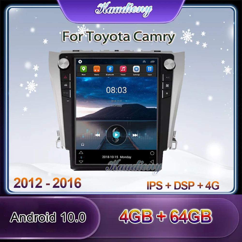 Kaudiony 12 1 дюймов Tesla Style Android 10 0 автомобильный радиоприемник для Toyota Camry DVD плеер