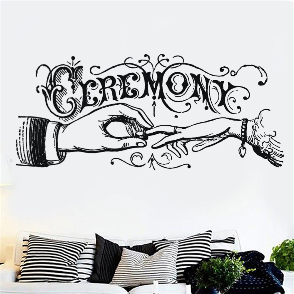 

Personalized Wedding Name Vinyl Wall Decals Ceremony Matrimony Bedroom Livingroom Home Decoration Stickers Wallpaper DW20564