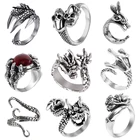 Мужское и женское кольцо в стиле ретро, регулируемое кольцо в стиле панк с изображением змеи дракона