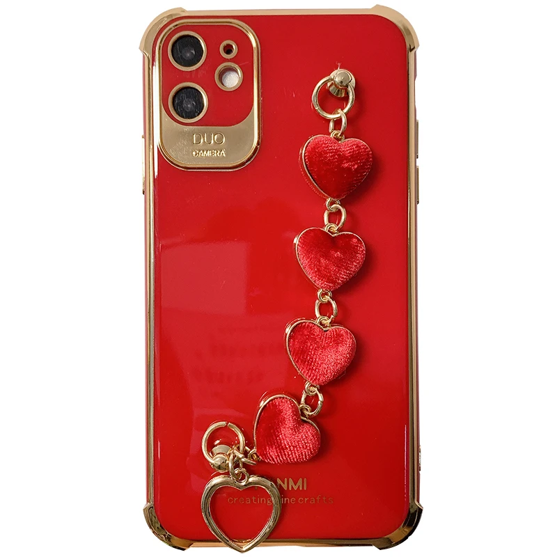 

for iPhone 12 Pro Max Case Luxury Heart Bracelet Holder Electroplate Cases for iPhone 11 XR 7 8 Plus XS X SE 11Pro Cover