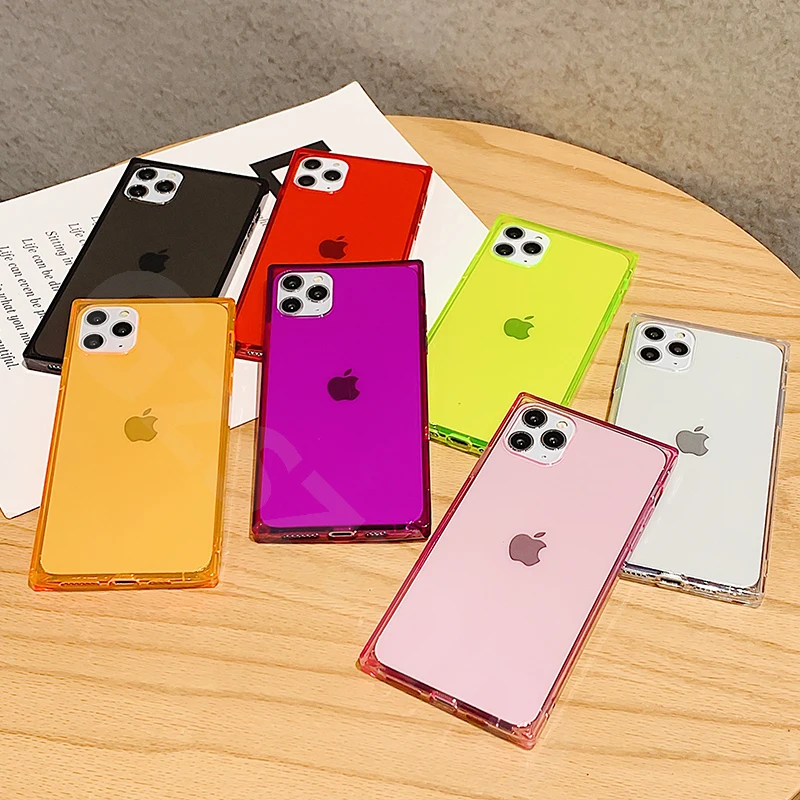Прозрачный Прямоугольный чехол для Iphone 12 11 Pro Max 6S 7 8 Plus Xr XsMax | Мобильные телефоны и